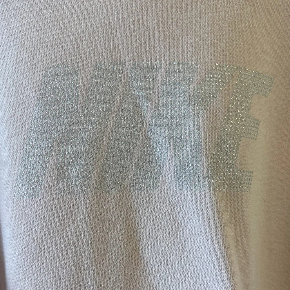 EUC Women's Nike Pink Glitter Logo Hoodie Tunic Style Sweatshirt Size Large